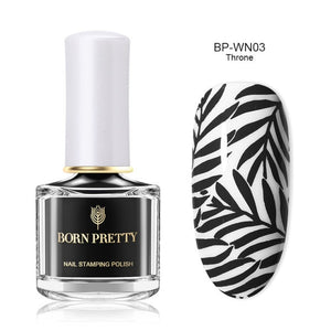 Black White Nail Stamping Polish varnish - goget-glow.com